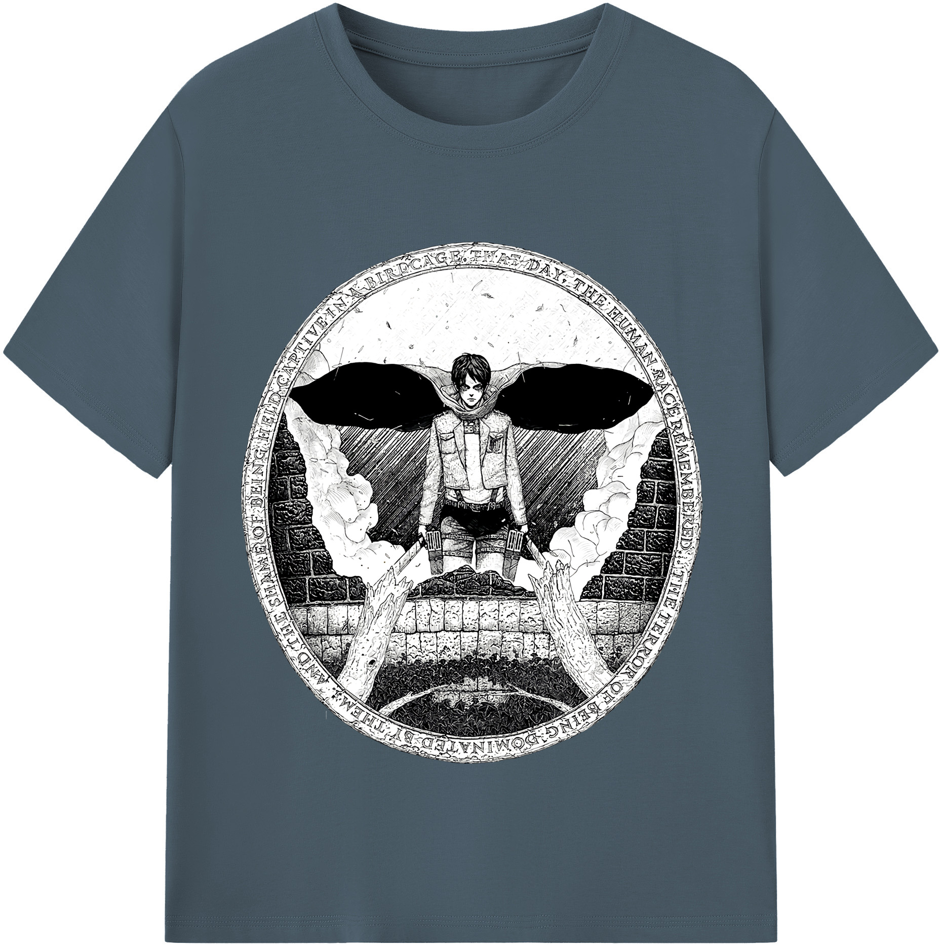 （画像用） 進撃の巨人 エレン･イェーガー Attack on Titan Eren Jäger 綿100％半袖Tシャツ（フロントプリント）